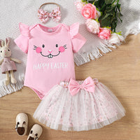 Load image into Gallery viewer, 2 Pieces Set Baby Girls Easter Letters Animals Rompers And Cartoon Skirts Wholesale 25021005
