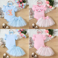 Load image into Gallery viewer, 2 Pieces Set Baby Girls Easter Letters Animals Rompers And Cartoon Skirts Wholesale 25021005
