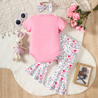 Load image into Gallery viewer, 2 Pieces Set Baby Girls Easter Animals Print Rompers And Love heart Pants Wholesale 25021006
