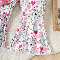 Load image into Gallery viewer, 2 Pieces Set Baby Girls Easter Animals Print Rompers And Love heart Pants Wholesale 25021006
