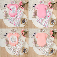 Load image into Gallery viewer, 2 Pieces Set Baby Girls Easter Animals Print Rompers And Love heart Pants Wholesale 25021006
