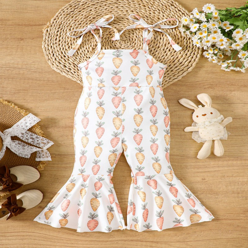 Baby Kid Girls Plant Print Easter Jumpsuits Wholesale 25021008