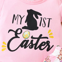 Load image into Gallery viewer, 2 Pieces Set Baby Girls Easter Letters Animals Rompers And Cartoon Pants Wholesale 25021013
