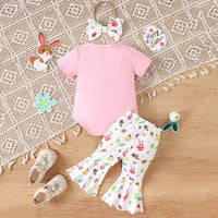 Load image into Gallery viewer, 2 Pieces Set Baby Girls Easter Letters Animals Rompers And Cartoon Pants Wholesale 25021013
