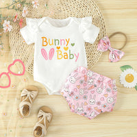 Load image into Gallery viewer, 2 Pieces Set Baby Girls Easter Letters Print Rompers And Animals Shorts Wholesale 25021018
