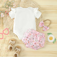 Load image into Gallery viewer, 2 Pieces Set Baby Girls Easter Letters Print Rompers And Animals Shorts Wholesale 25021018
