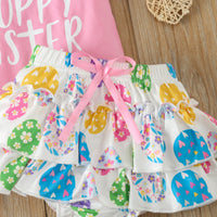 Load image into Gallery viewer, 2 Pieces Set Baby Girls Easter Letters T-Shirts Flower And Love heart Shorts Wholesale 25021020
