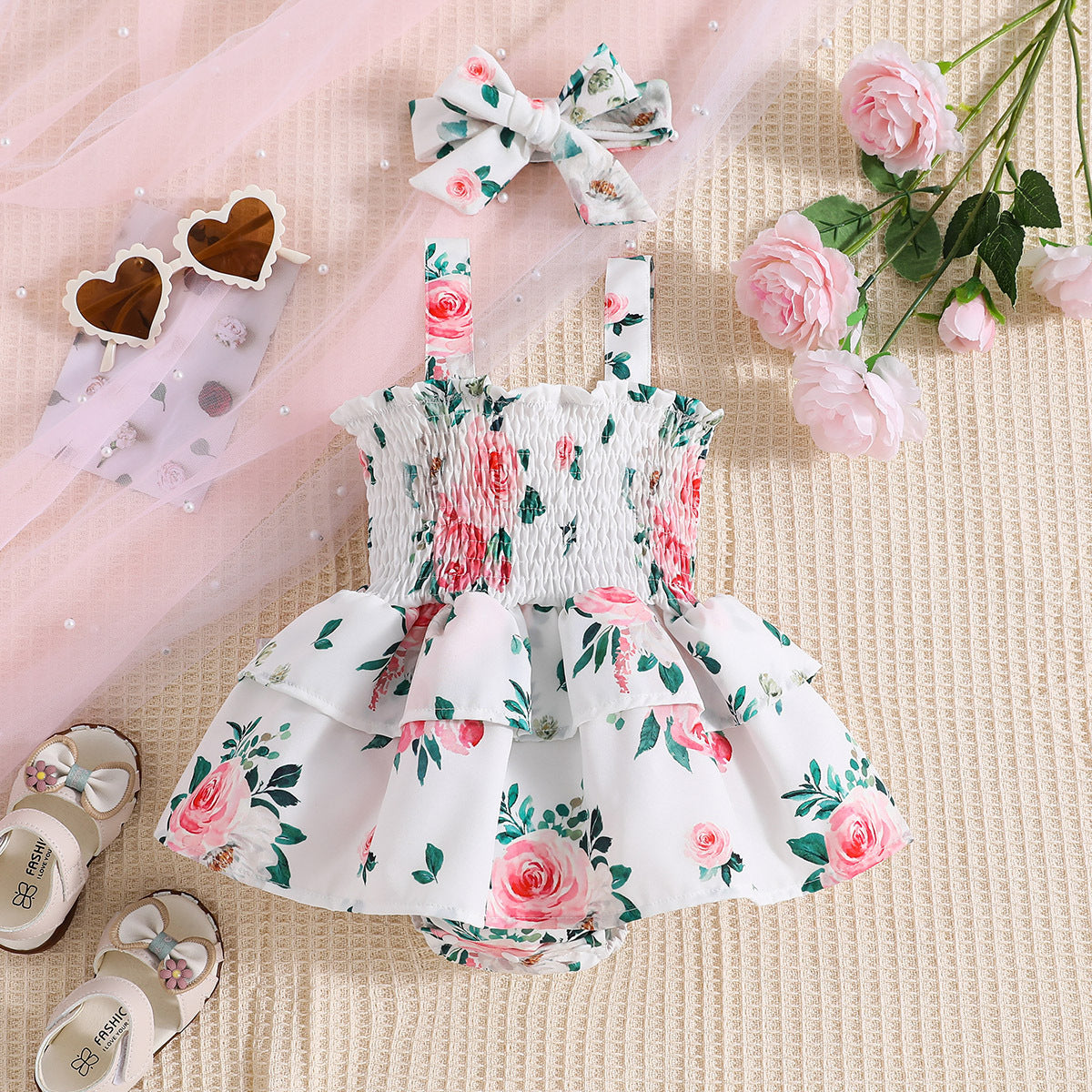 Baby Girls Flower Print Rompers Wholesale 25021033