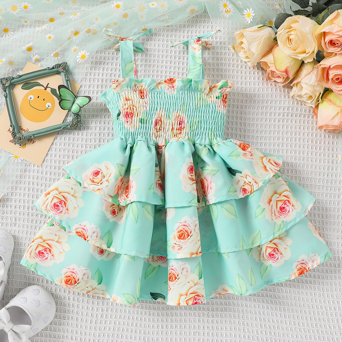 Baby Girls Flower Print Dresses Wholesale 25021039