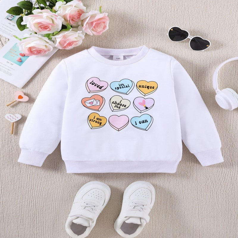 Kid Girls Boys Letters Love heart Valentine's Day Hoodies Sweatshirts Wholesale 25021061