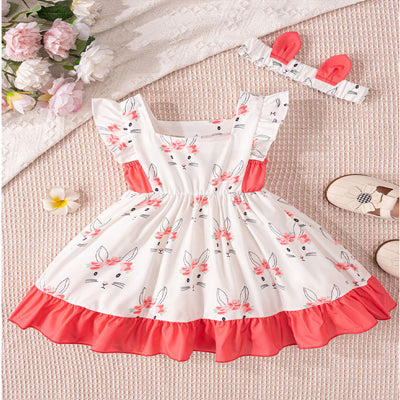 Baby Kid Girls Color-blocking Animals Easter Dresses Wholesale 25021073