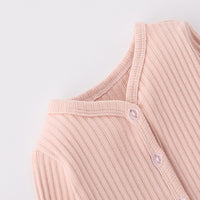 Load image into Gallery viewer, Baby Kid Girls Solid Color Muslin&amp;Ribbed Cardigan Wholesale 250227105
