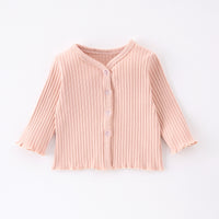 Load image into Gallery viewer, Baby Kid Girls Solid Color Muslin&amp;Ribbed Cardigan Wholesale 250227105
