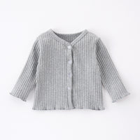 Load image into Gallery viewer, Baby Kid Girls Solid Color Muslin&amp;Ribbed Cardigan Wholesale 250227105

