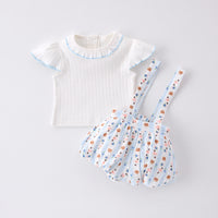 Load image into Gallery viewer, 2 Pieces Set Baby Kid Girls Solid Color Print T-Shirts And Animals Rompers Wholesale 250227113
