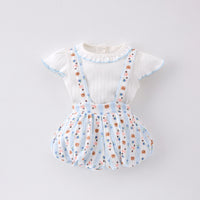 Load image into Gallery viewer, 2 Pieces Set Baby Kid Girls Solid Color Print T-Shirts And Animals Rompers Wholesale 250227113
