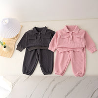 Load image into Gallery viewer, 2 Pieces Set Baby Kid Girls Boys Solid Color Tops And Pants Wholesale 250227131
