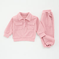 Load image into Gallery viewer, 2 Pieces Set Baby Kid Girls Boys Solid Color Tops And Pants Wholesale 250227131
