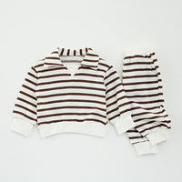 Load image into Gallery viewer, 2 Pieces Set Baby Kid Girls Boys Sports Striped Hoodies Sweatshirts And Pants Wholesale 250227132
