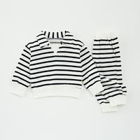 Load image into Gallery viewer, 2 Pieces Set Baby Kid Girls Boys Sports Striped Hoodies Sweatshirts And Pants Wholesale 250227132
