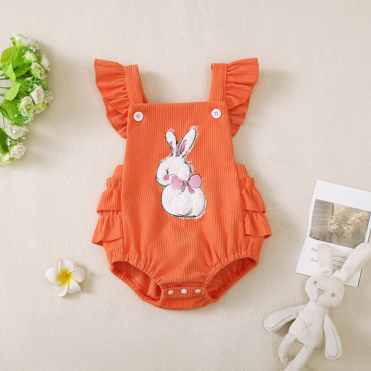 Baby Girls Animals Cartoon Easter Rompers Wholesale 250227141