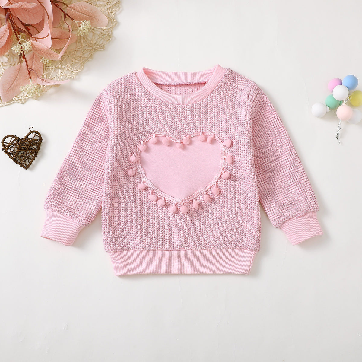 Baby Kid Girls Solid Color Love heart Hoodies Sweatshirts Wholesale 250227144