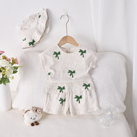 Load image into Gallery viewer, 2 Pieces Set Baby Kid Girls Boys Plant Embroidered Tops And Shorts Wholesale 250227146
