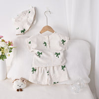 Load image into Gallery viewer, 2 Pieces Set Baby Kid Girls Boys Plant Embroidered Tops And Shorts Wholesale 250227146

