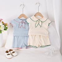 Load image into Gallery viewer, 2 Pieces Set Baby Kid Girls Color-blocking Tops And Shorts Wholesale 250227152
