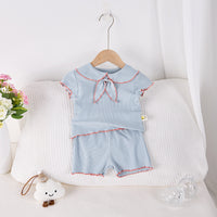 Load image into Gallery viewer, 2 Pieces Set Baby Kid Girls Color-blocking Tops And Shorts Wholesale 250227152
