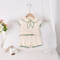Load image into Gallery viewer, 2 Pieces Set Baby Kid Girls Color-blocking Tops And Shorts Wholesale 250227152
