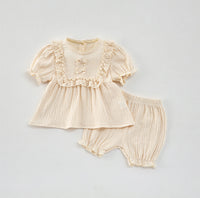Load image into Gallery viewer, 2 Pieces Set Baby Kid Girls Solid Color Tops And Shorts Wholesale 250227162
