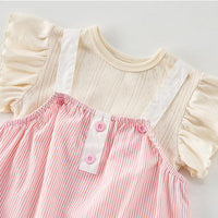 Load image into Gallery viewer, 2 Pieces Set Baby Kid Girls Striped Rompers And Solid Color Tops Wholesale 250227169
