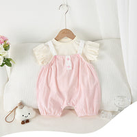 Load image into Gallery viewer, 2 Pieces Set Baby Kid Girls Striped Rompers And Solid Color Tops Wholesale 250227169
