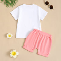 Load image into Gallery viewer, 2 Pieces Set Baby Kid Girls Boys Easter Letters T-Shirts And Solid Color Shorts Wholesale 25022741
