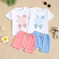 Load image into Gallery viewer, 2 Pieces Set Baby Kid Girls Boys Easter Letters T-Shirts And Solid Color Shorts Wholesale 25022741
