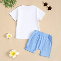 Load image into Gallery viewer, 2 Pieces Set Baby Kid Girls Boys Easter Letters T-Shirts And Solid Color Shorts Wholesale 25022741
