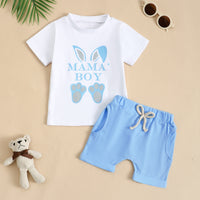 Load image into Gallery viewer, 2 Pieces Set Baby Kid Girls Boys Easter Letters T-Shirts And Solid Color Shorts Wholesale 25022741
