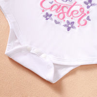 Load image into Gallery viewer, 4 Pieces Set Baby Girls Easter Animals Print Shorts Letters Rompers Headwear And Socks Wholesale 25022770
