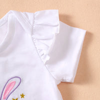 Load image into Gallery viewer, 4 Pieces Set Baby Girls Easter Animals Print Shorts Letters Rompers Headwear And Socks Wholesale 25022770
