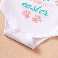 Load image into Gallery viewer, 4 Pieces Set Baby Girls Easter Animals Print Shorts Letters Rompers Headwear And Socks Wholesale 25022770
