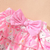 Load image into Gallery viewer, 4 Pieces Set Baby Girls Easter Animals Print Shorts Letters Rompers Headwear And Socks Wholesale 25022770
