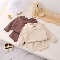 Load image into Gallery viewer, 2 Pieces Set Baby Kid Girls Solid Color Tops And Shorts Wholesale 25022776

