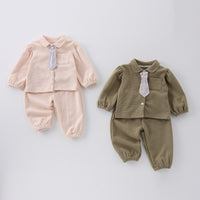 Load image into Gallery viewer, 2 Pieces Set Baby Kid Girls Boys Solid Color Tops And Pants Wholesale 25022777
