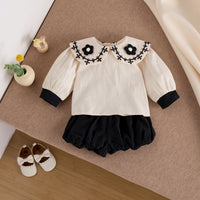 Load image into Gallery viewer, 2 Pieces Set Baby Kid Girls Flower Tops And Solid Color Shorts Wholesale 25022794
