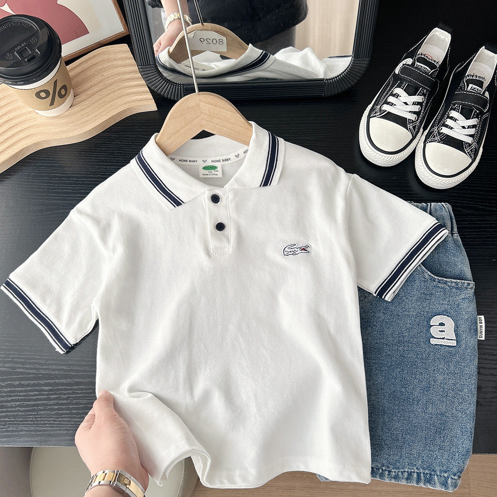 Baby Kid Boys Solid Color Cartoon Polo Shirts Wholesale 25040302