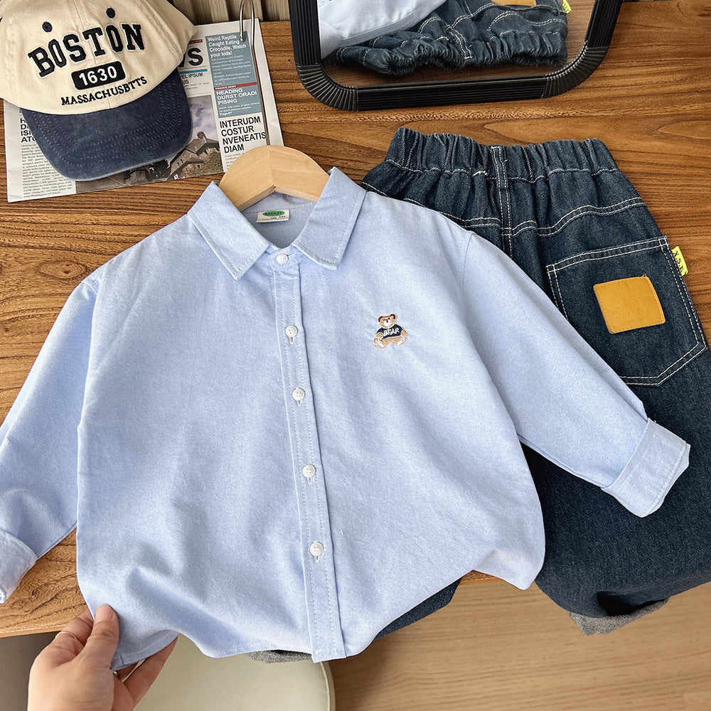 Baby Kid Boys Solid Color Striped Shirts Wholesale 25040303