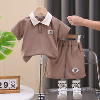 Load image into Gallery viewer, 2 Pieces Set Baby Kid Boys Solid Color Cartoon Tops And Shorts Wholesale 25040304
