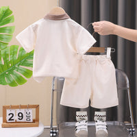 Load image into Gallery viewer, 2 Pieces Set Baby Kid Boys Solid Color Cartoon Tops And Shorts Wholesale 25040304
