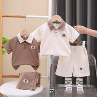 Load image into Gallery viewer, 2 Pieces Set Baby Kid Boys Solid Color Cartoon Tops And Shorts Wholesale 25040304
